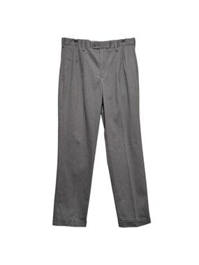 Croft & Barrow Mens Size 32x32 Gray Pleated Cuffed Chino Dress Pants